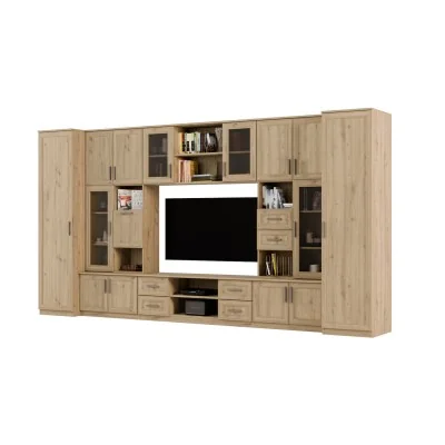 Meblościanka TV 400x210 cm z witrynami Dąb Artisan - Windsor