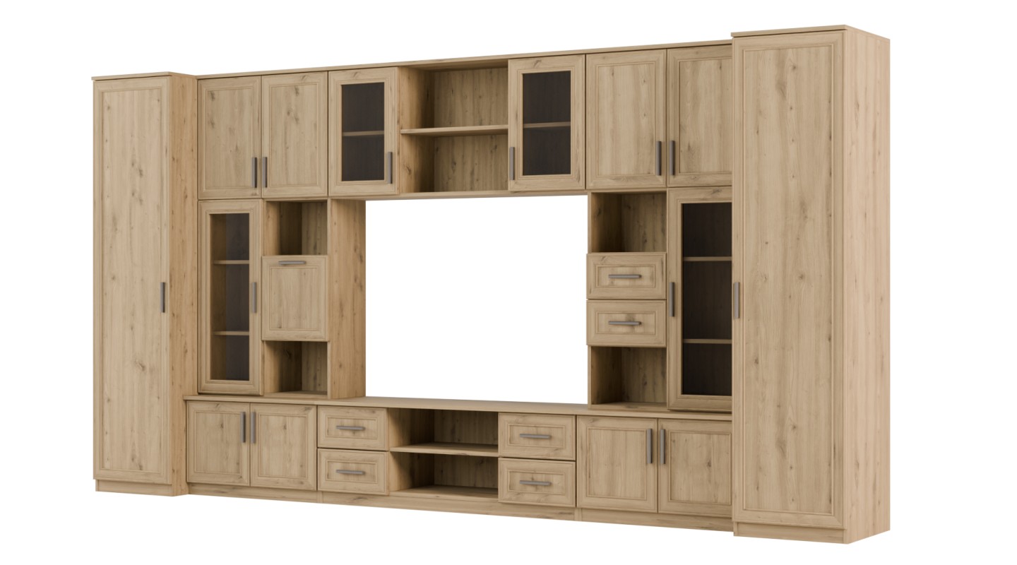 Meblościanka TV 400x210 cm z witrynami Dąb Artisan - Windsor