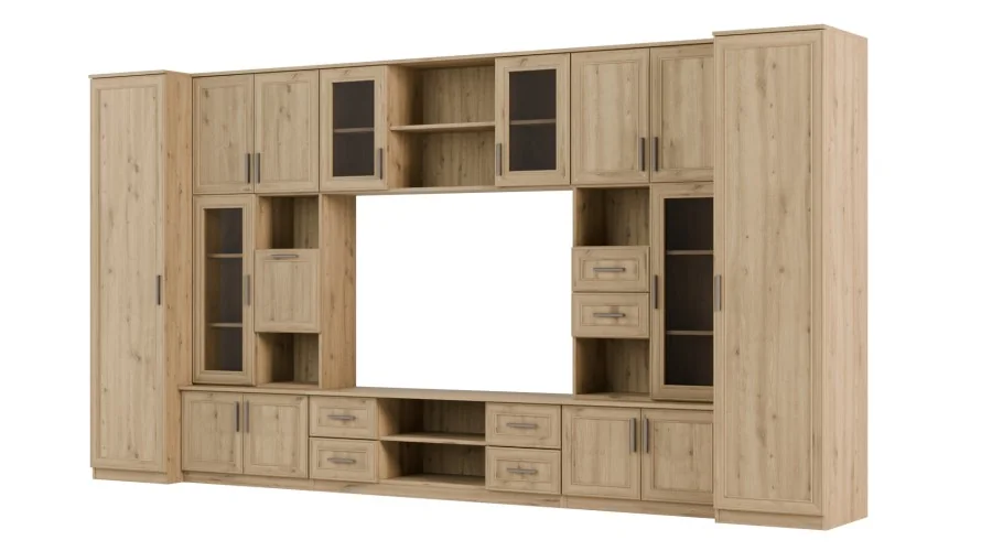 Meblościanka TV 400x210 cm z witrynami Dąb Artisan - Windsor