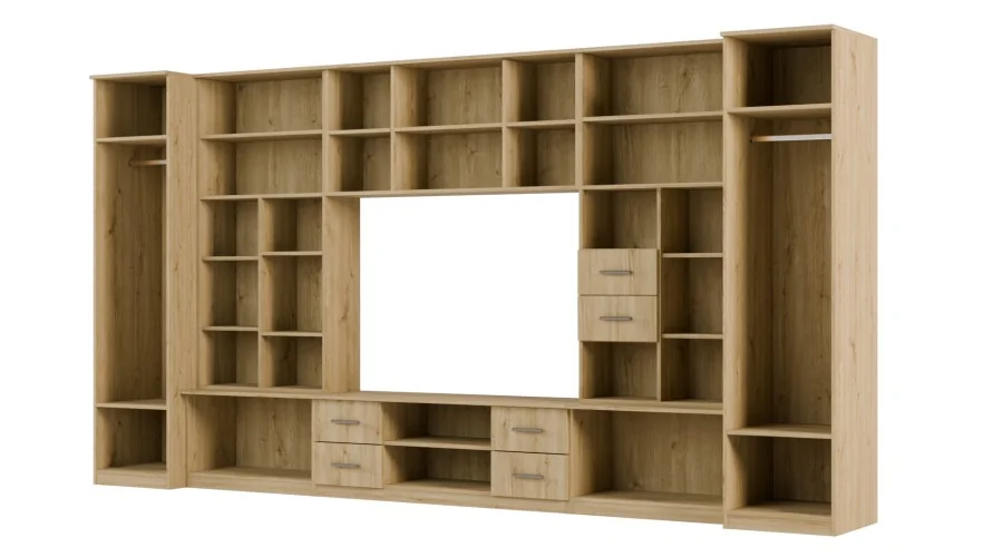 Meblościanka TV 400x210 cm z witrynami Dąb Carpenter Jasny - Windsor
