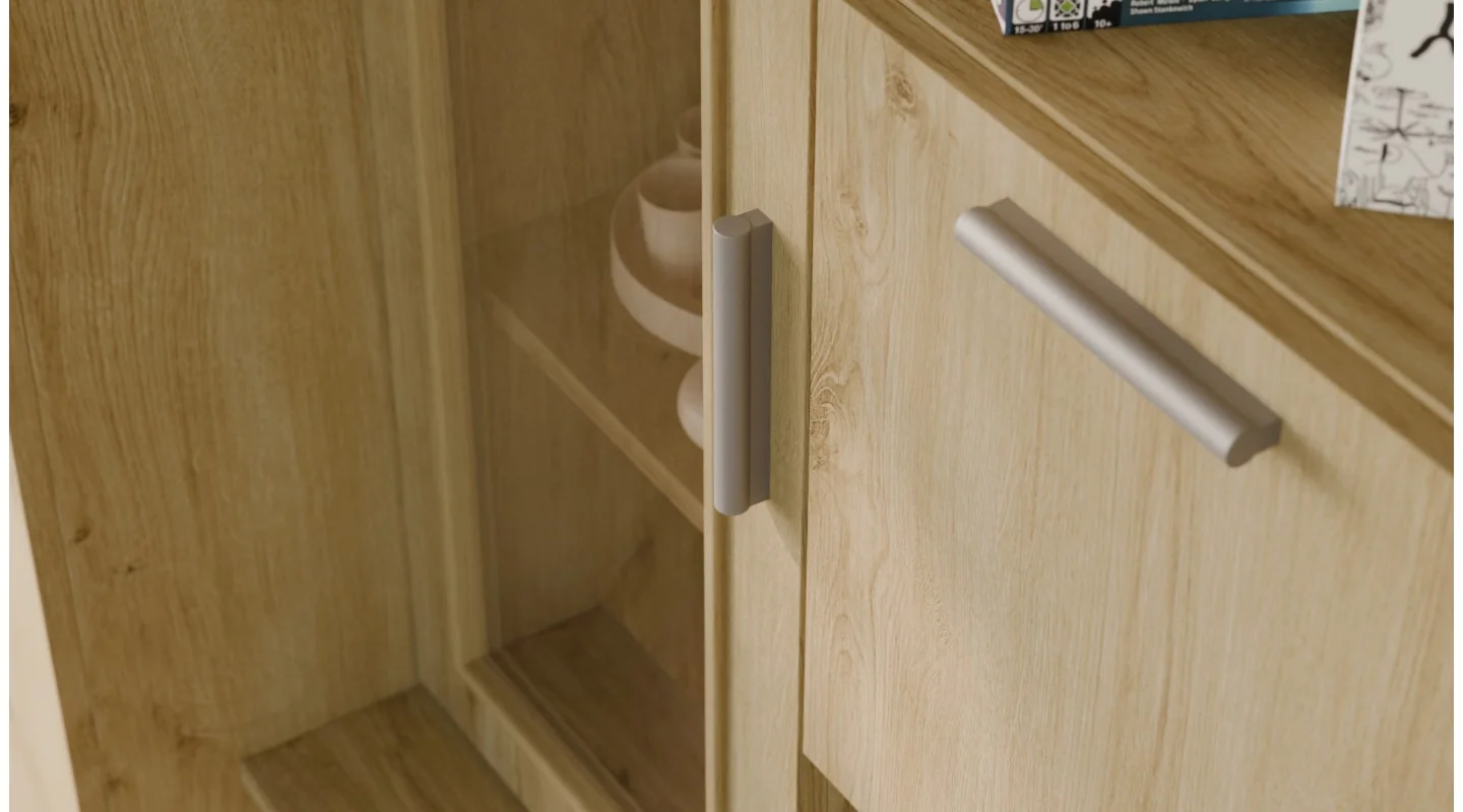 Meblościanka TV 400x210 cm z witrynami Dąb Carpenter Jasny - Windsor