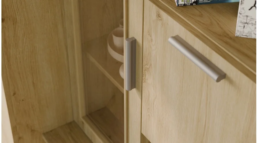 Meblościanka TV 400x210 cm z witrynami Dąb Carpenter Jasny - Windsor