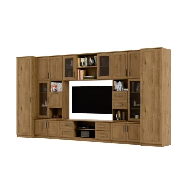 Meblościanka TV 400x210 cm z witrynami Dąb Lefkas Ciemny - Windsor