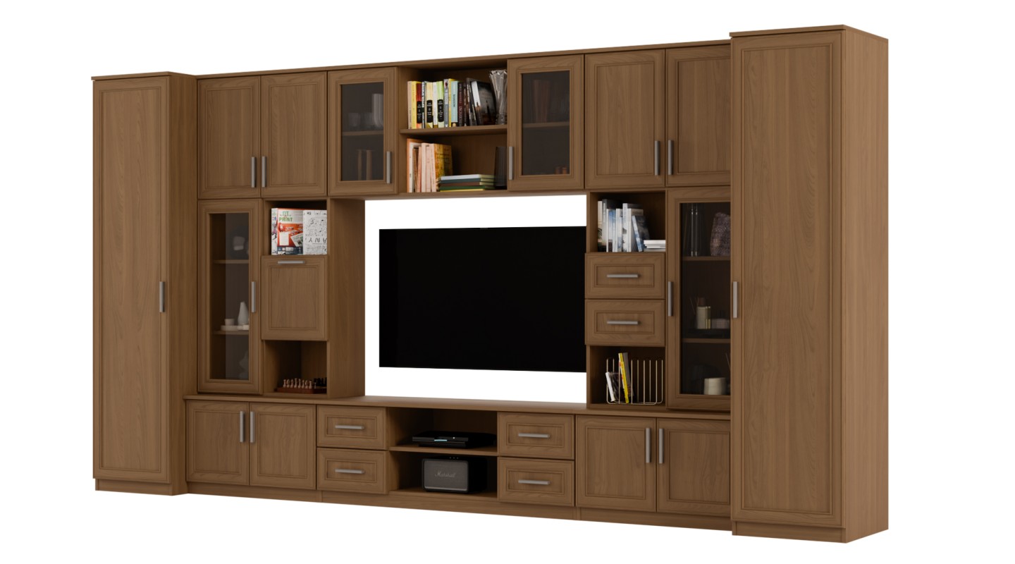 Meblościanka TV 400x210 cm z witrynami Wiśnia Porto - Windsor