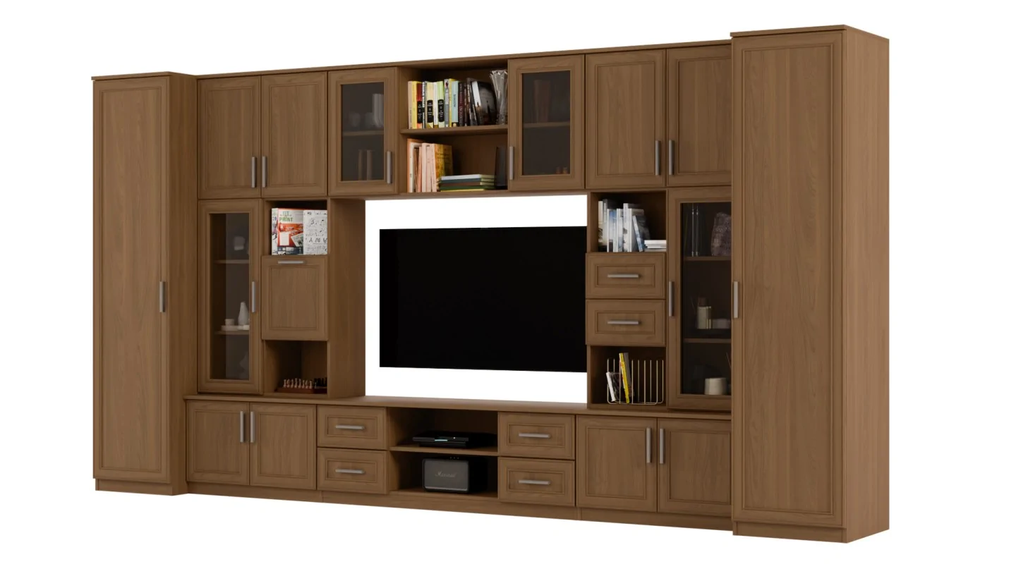 Meblościanka TV 400x210 cm z witrynami Wiśnia Porto - Windsor Meblościanka TV 400x210 cm z witrynami Wiśnia Porto - Windsor