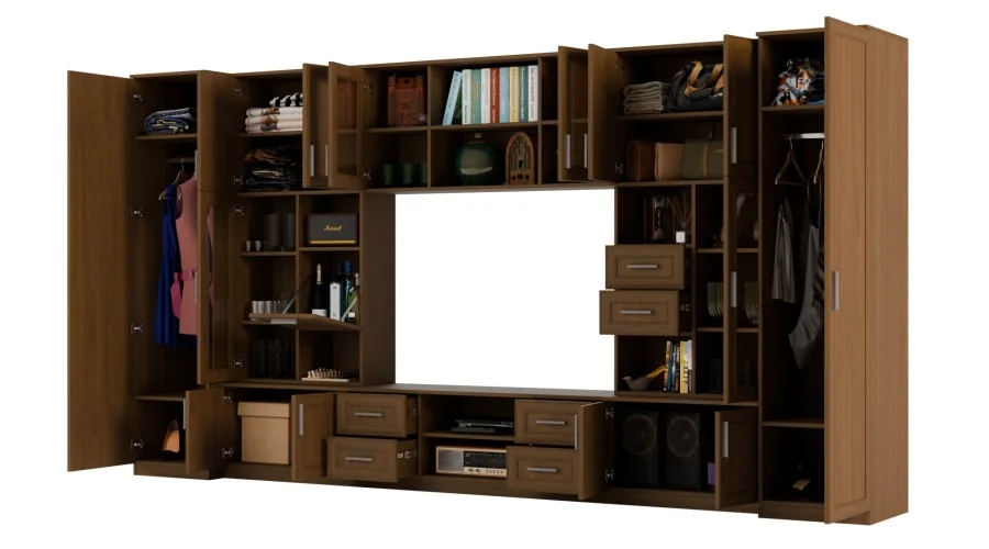 Meblościanka TV 400x210 cm z witrynami Wiśnia Porto - Windsor