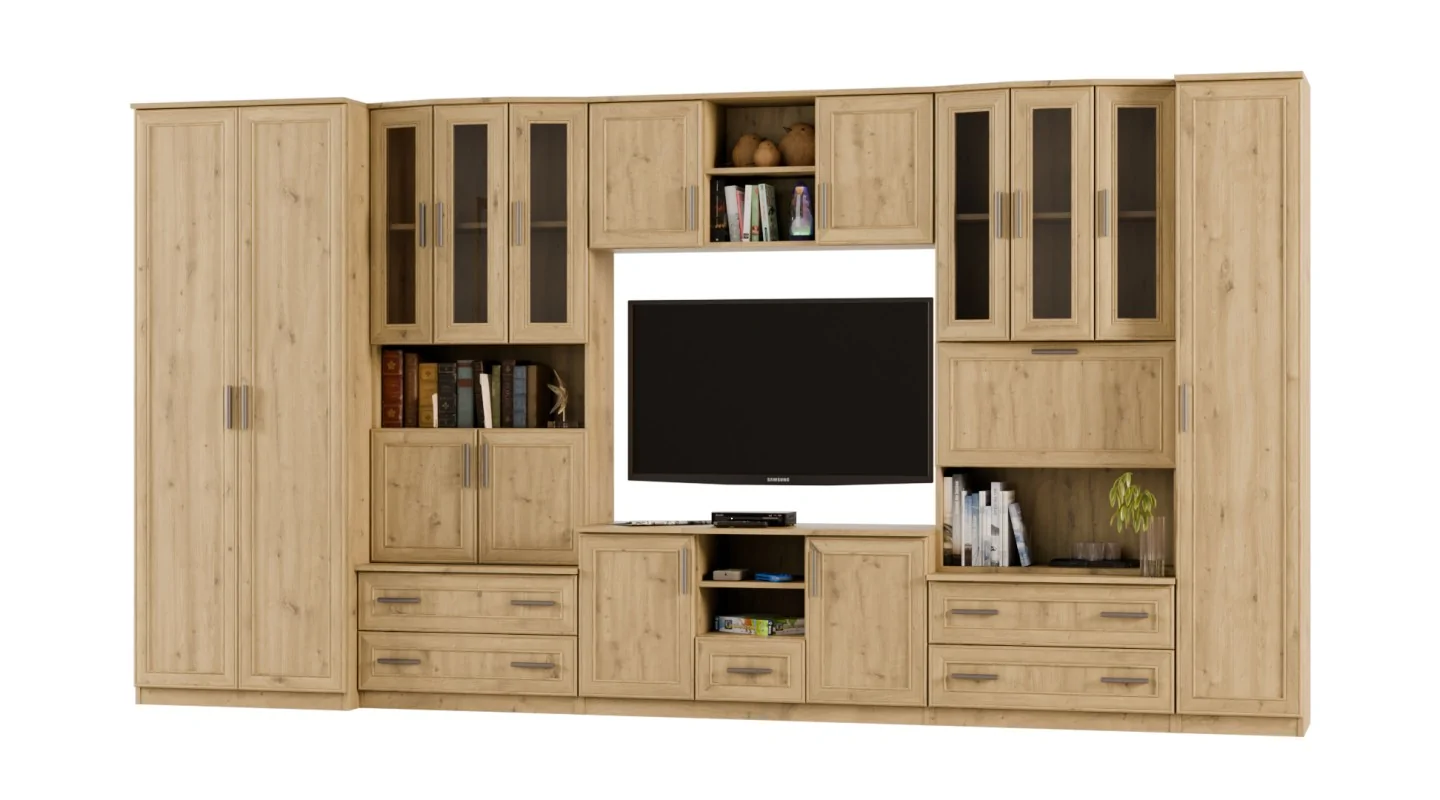 Meblościanka TV 400x210 cm z szafami Dąb Artisan - Oxford Meblościanka TV 400x210 cm z szafami Dąb Artisan - Oxford