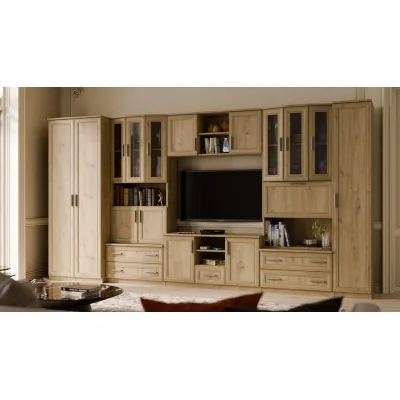 Meblościanka TV 400x210 cm z szafami Dąb Artisan - Oxford