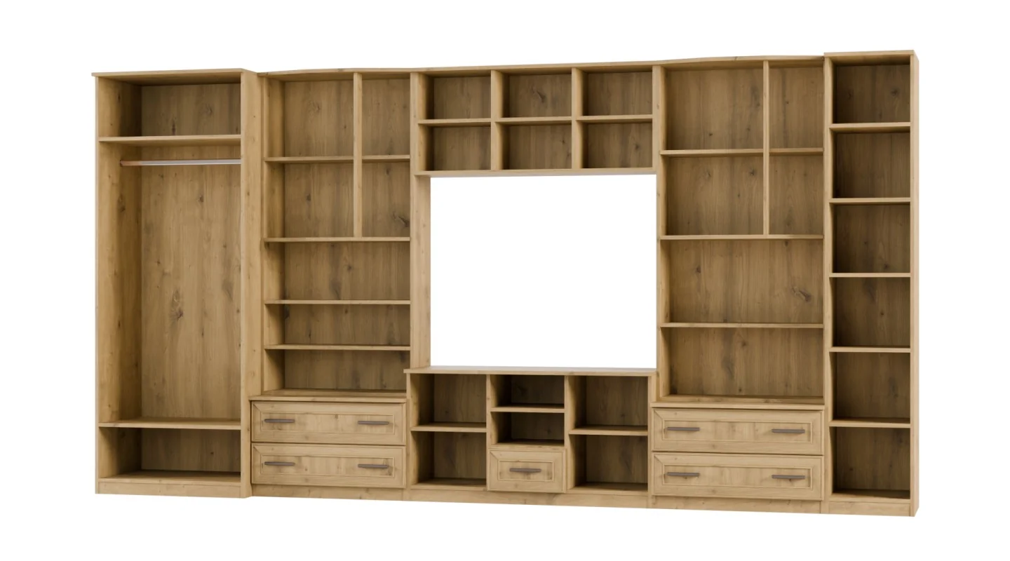 Meblościanka TV 400x210 cm z szafami Dąb Artisan - Oxford