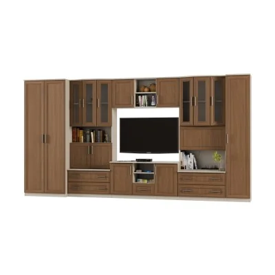 Meblościanka TV 400x210 cm z szafami Kaszmirowy Beż / Wiśnia Porto - Oxford