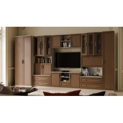 Meblościanka TV 400x210 cm z szafami Kaszmirowy Beż / Wiśnia Porto - Oxford