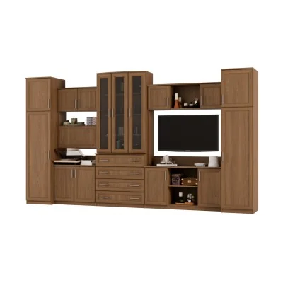 Meblościanka TV 400x225 cm z witryną Wiśnia Porto - Cambridge