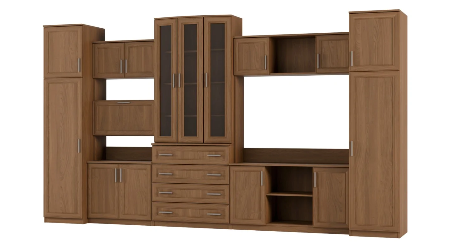 Meblościanka TV 400x225 cm z witryną Wiśnia Porto - Cambridge