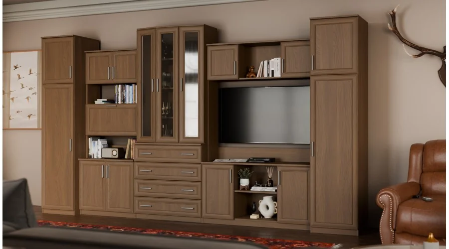 Meblościanka TV 400x225 cm z witryną Wiśnia Porto - Cambridge