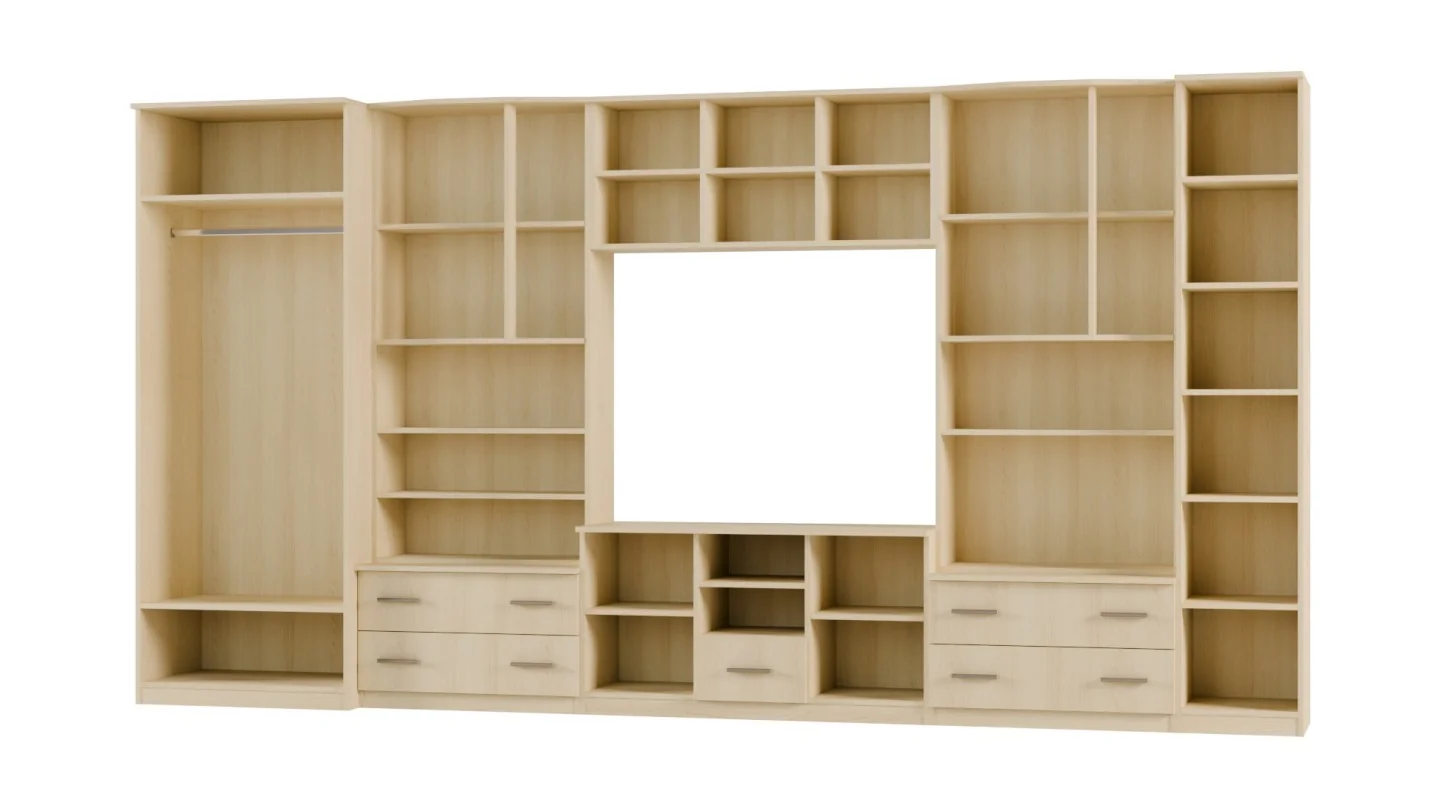 Meblościanka TV 400x210 cm z szafami Dąb Lindberg - Oxford