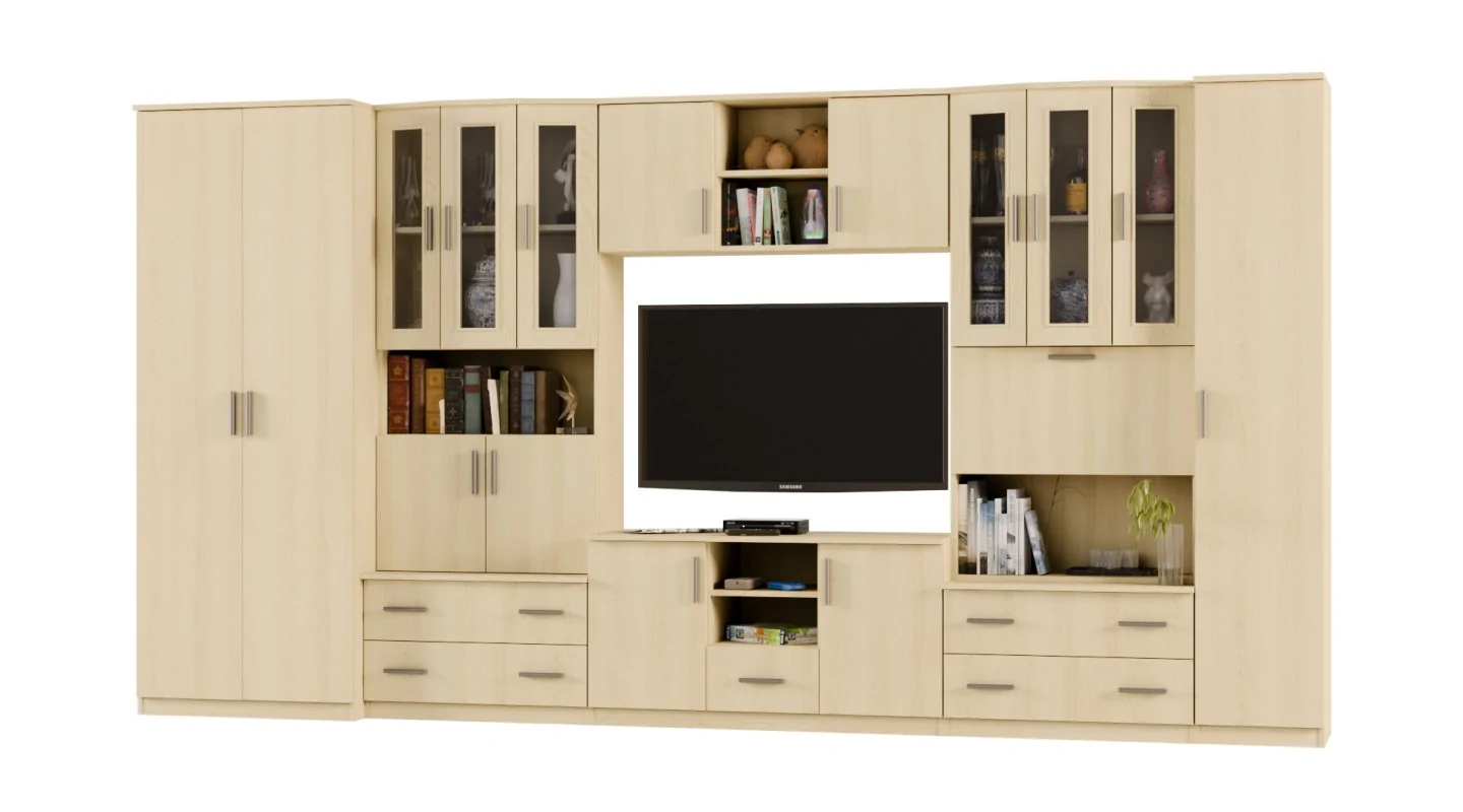 Meblościanka TV 400x210 cm z szafami Dąb Lindberg - Oxford