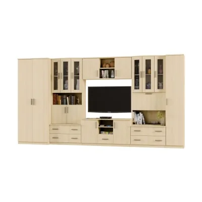 Meblościanka TV 400x210 cm z szafami Dąb Lindberg - Oxford