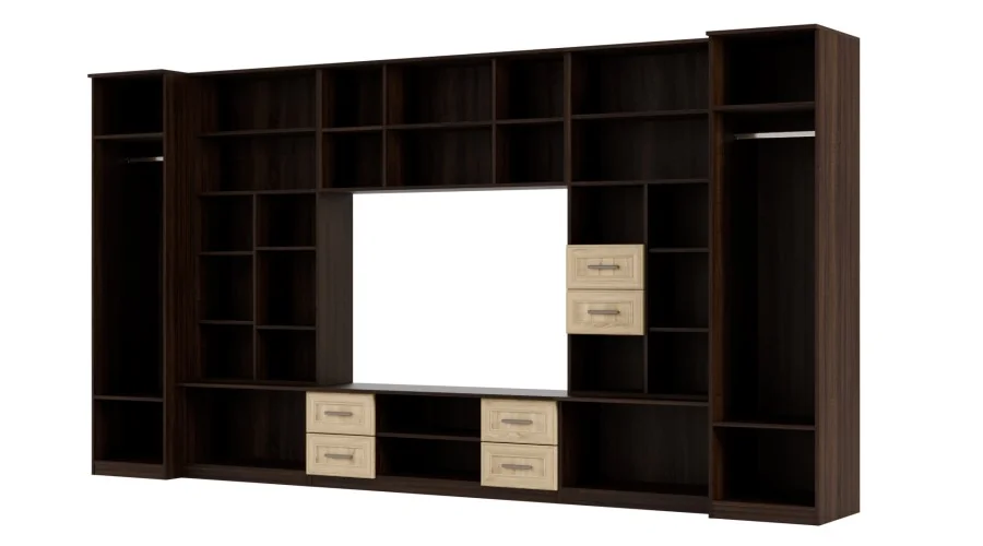 Meblościanka TV 400x210 cm z witrynami Sonoma Ciemna / Sonoma Jasna - Windsor