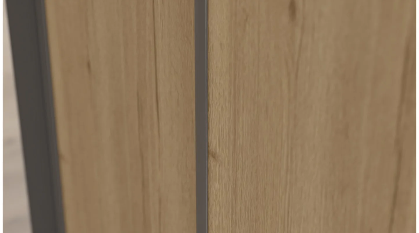 Meblościanka 390x220 cm z szafami przesuwnymi Szary Grafit / Dąb Halifax Naturalny - Axis