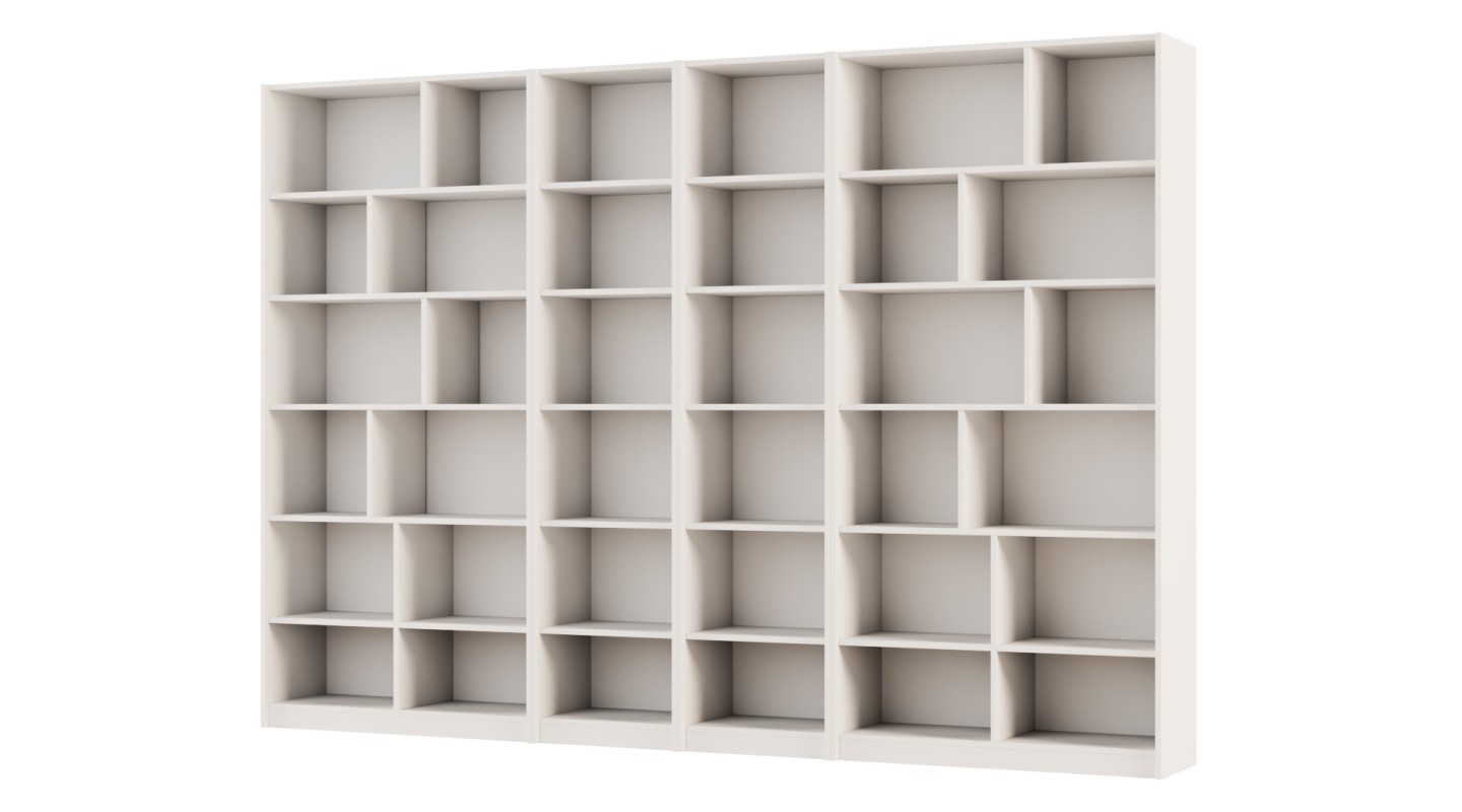 Duży regał na książki 300x209 cm Biel Perłowa / Czarny Onyx – ATLAS | eMeblast