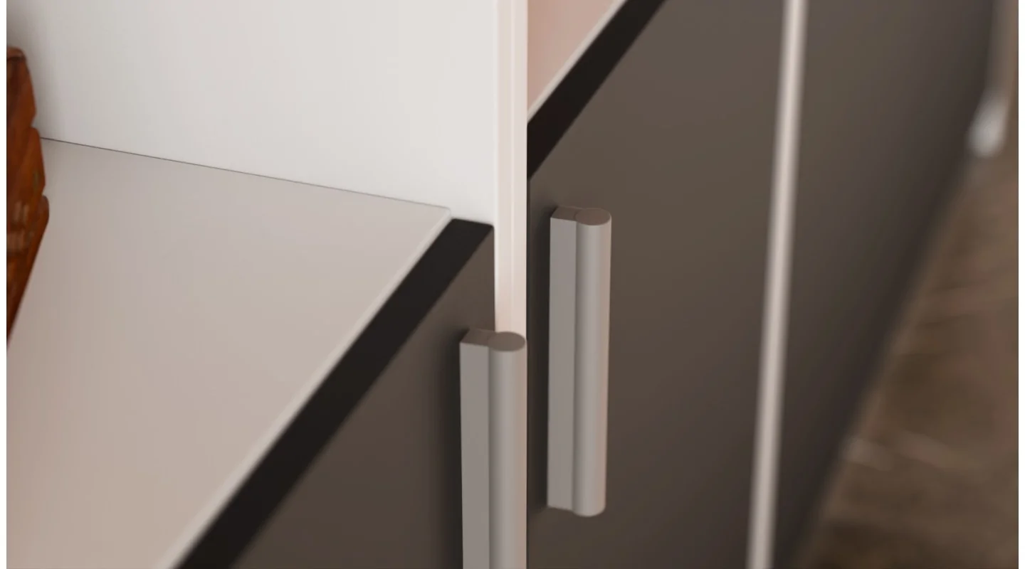 Duży regał na książki 300x209 cm Biel Perłowa / Czarny Onyx – ATLAS | eMeblast