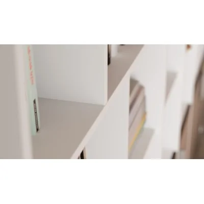 Duży regał na książki 300x209 cm Biel Perłowa / Czarny Onyx – ATLAS | eMeblast