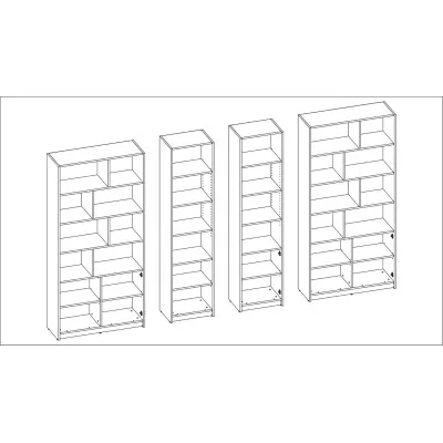 Duży regał na książki 300x209 cm Biel Perłowa / Czarny Onyx – ATLAS | eMeblast
