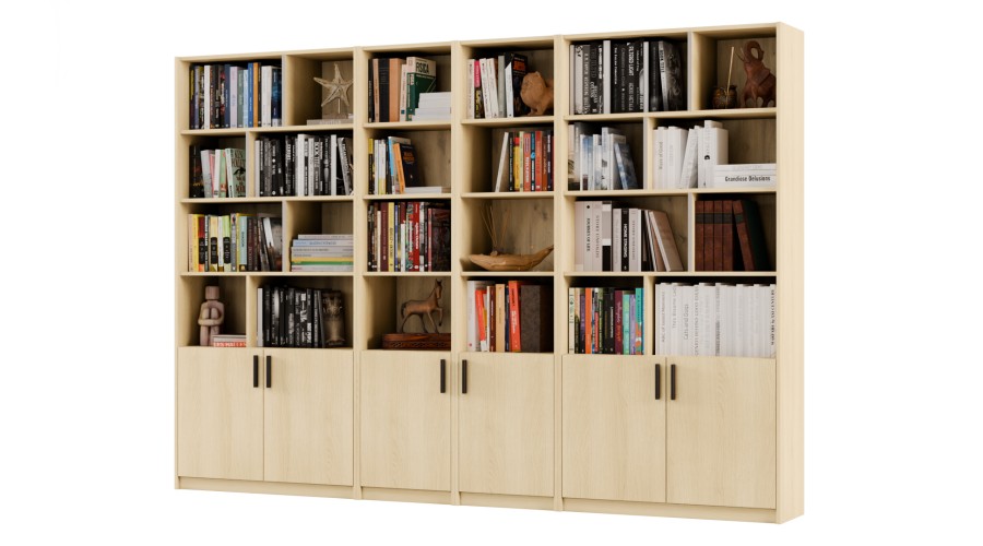 Duży regał na książki 300x209 cm Dąb Lindberg – ATLAS | eMeblast