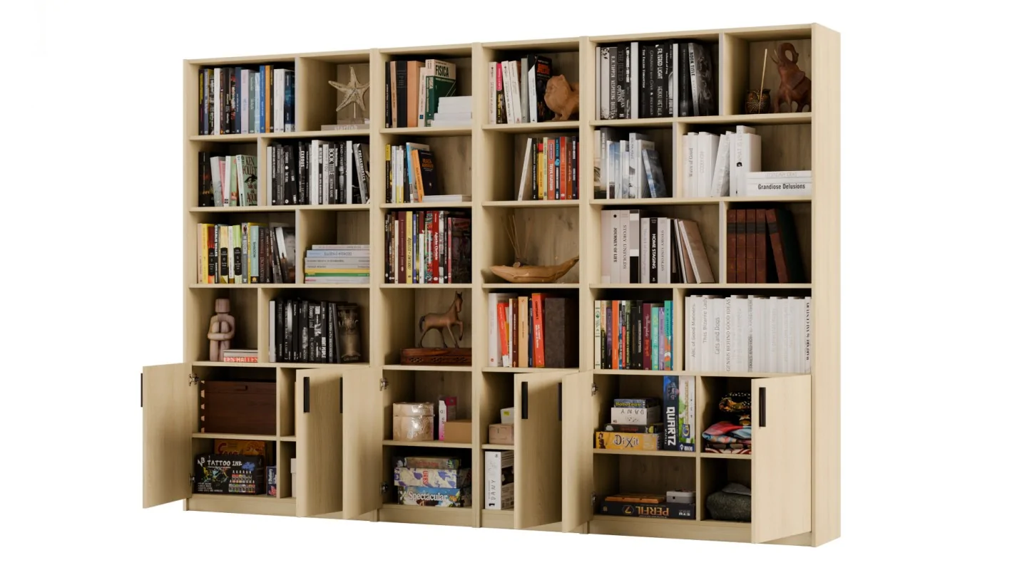 Duży regał na książki 300x209 cm Dąb Lindberg – ATLAS | eMeblast Duży regał na książki 300x209 cm Dąb Lindberg – ATLAS | eMeblast