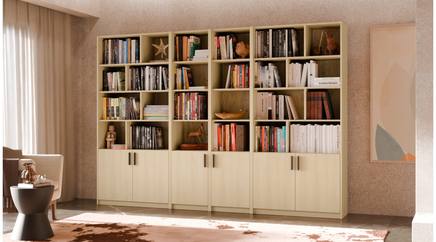 Duży regał na książki 300x209 cm Dąb Lindberg – ATLAS | eMeblast