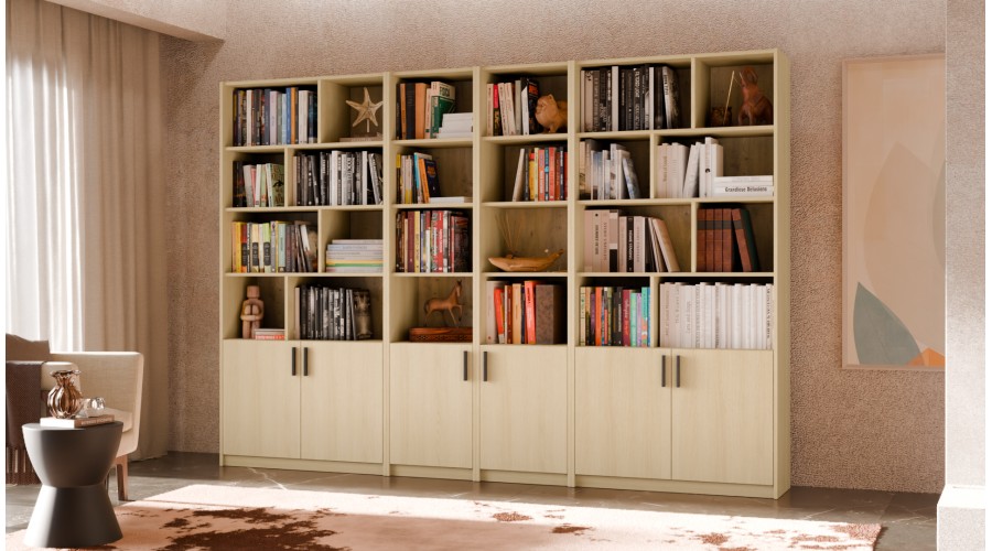 Duży regał na książki 300x209 cm Dąb Lindberg – ATLAS | eMeblast