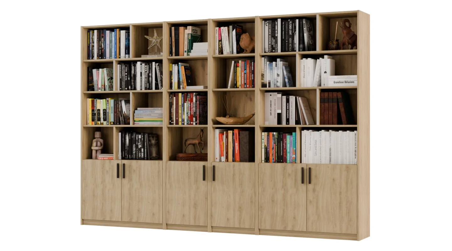 Duży regał na książki 300x209 cm Dąb Tajga – ATLAS | eMeblast