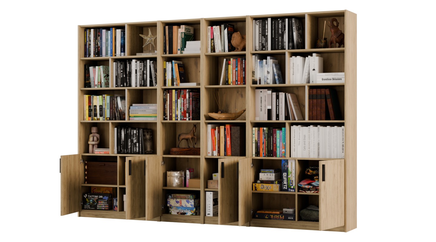 Duży regał na książki 300x209 cm Dąb Tajga – ATLAS | eMeblast