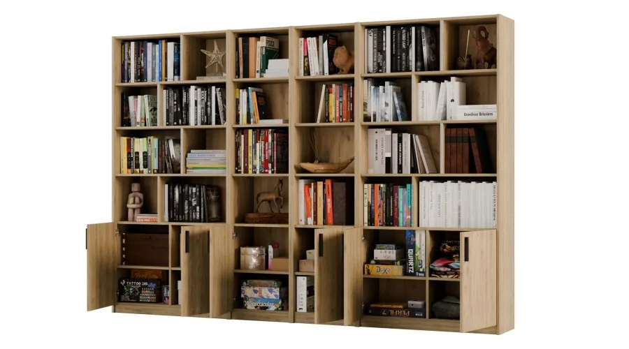 Duży regał na książki 300x209 cm Dąb Tajga – ATLAS | eMeblast