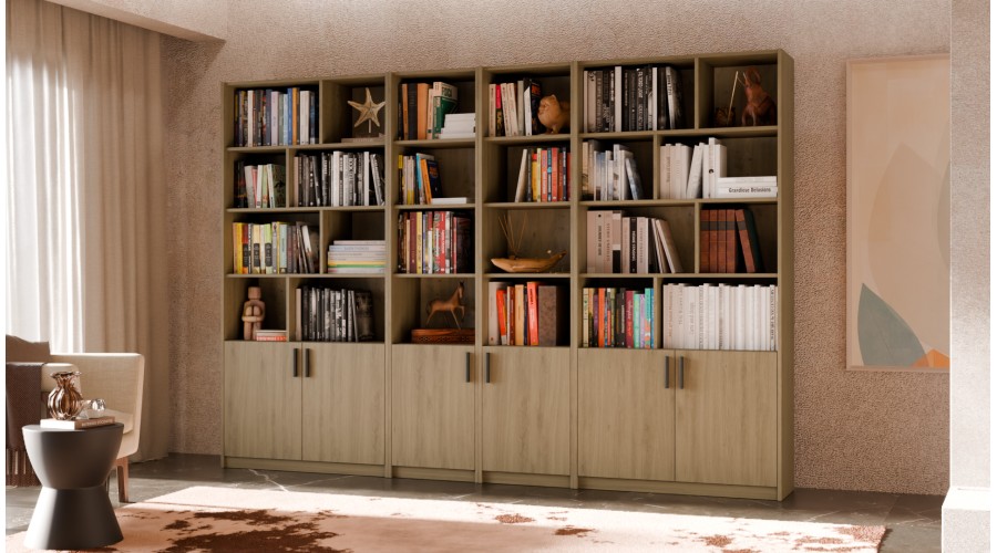 Duży regał na książki 300x209 cm Dąb Tajga – ATLAS | eMeblast