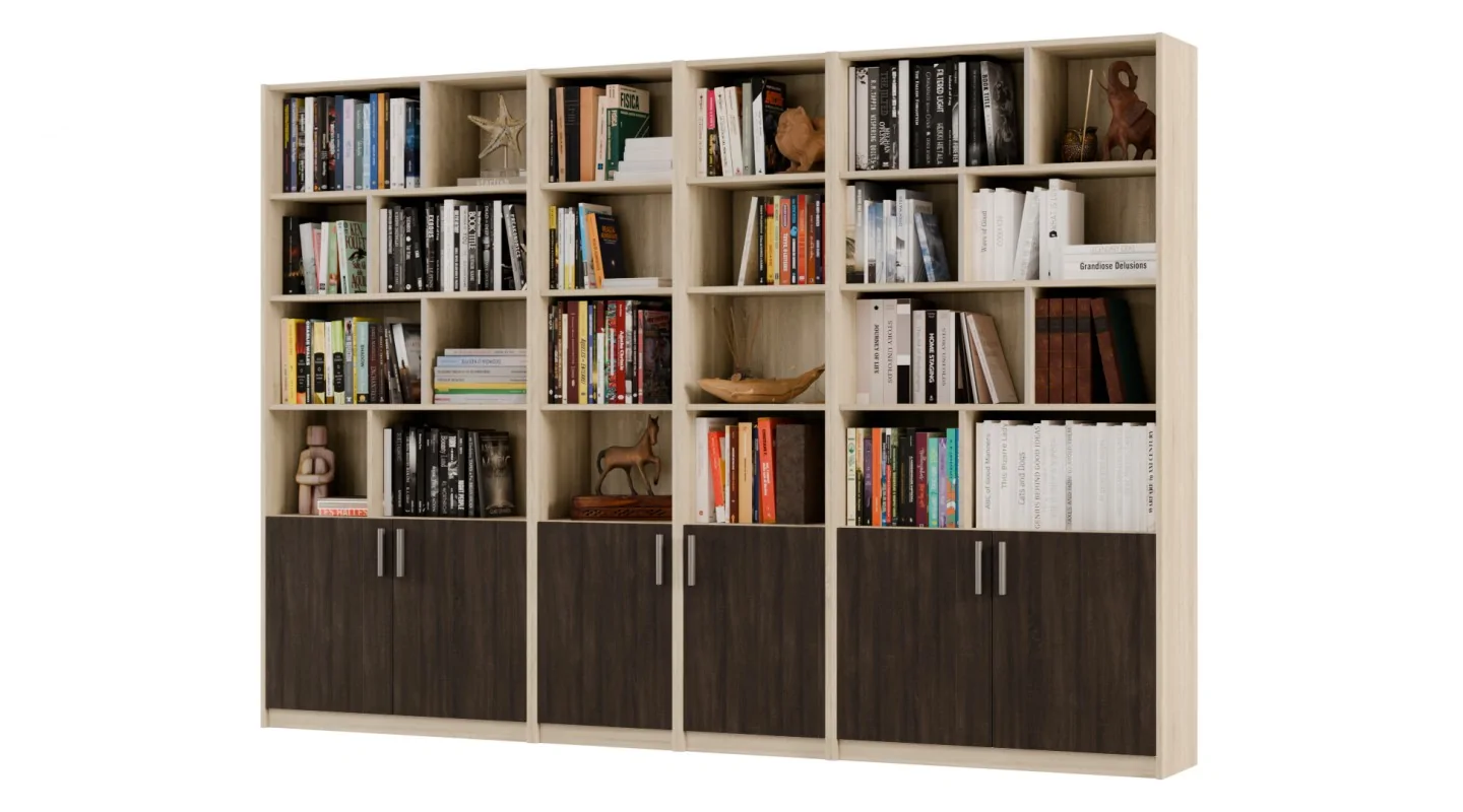 Duży regał na książki 300x209 cm Sonoma Jasna / Sonoma Ciemna – ATLAS | eMeblast