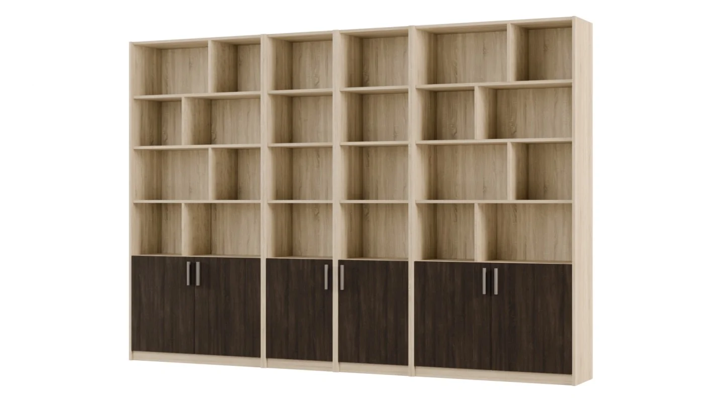 Duży regał na książki 300x209 cm Sonoma Jasna / Sonoma Ciemna – ATLAS | eMeblast