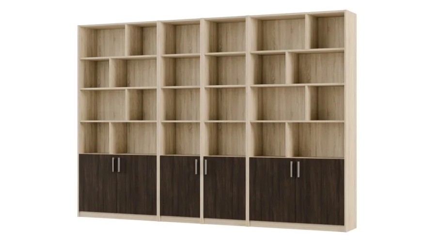 Duży regał na książki 300x209 cm Sonoma Jasna / Sonoma Ciemna – ATLAS | eMeblast