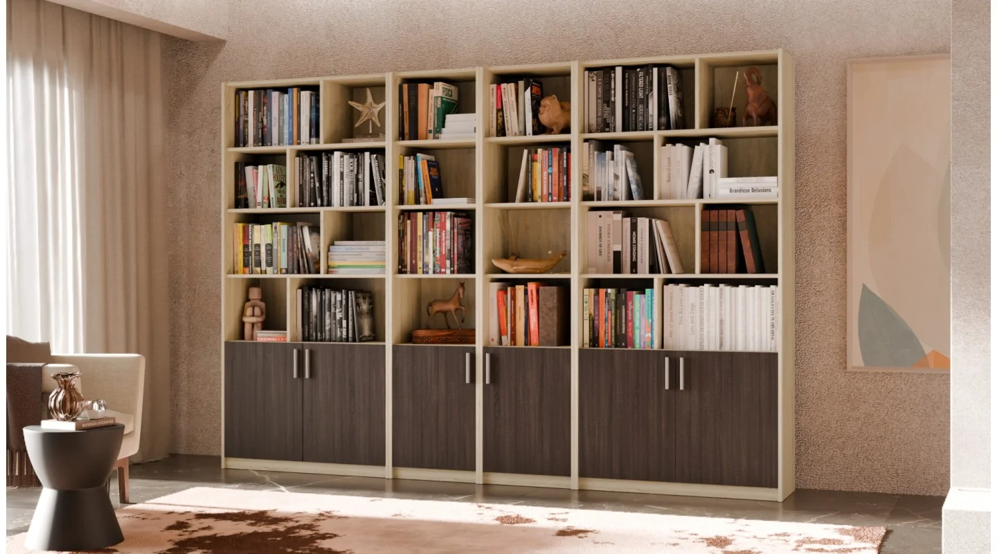 Duży regał na książki 300x209 cm Sonoma Jasna / Sonoma Ciemna – ATLAS | eMeblast