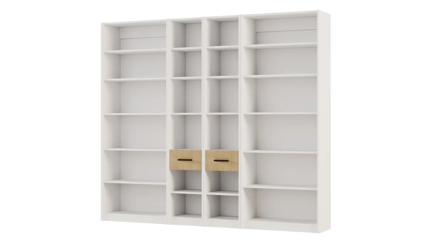 Regał z szafkami i szufladami 240x209 cm Biel / Dąb Hamilton – FORMA | eMeblast