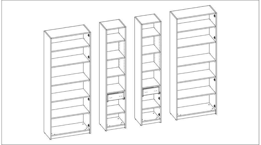 Regał z szafkami i szufladami 240x209 cm Dąb Amerykański – FORMA | eMeblast