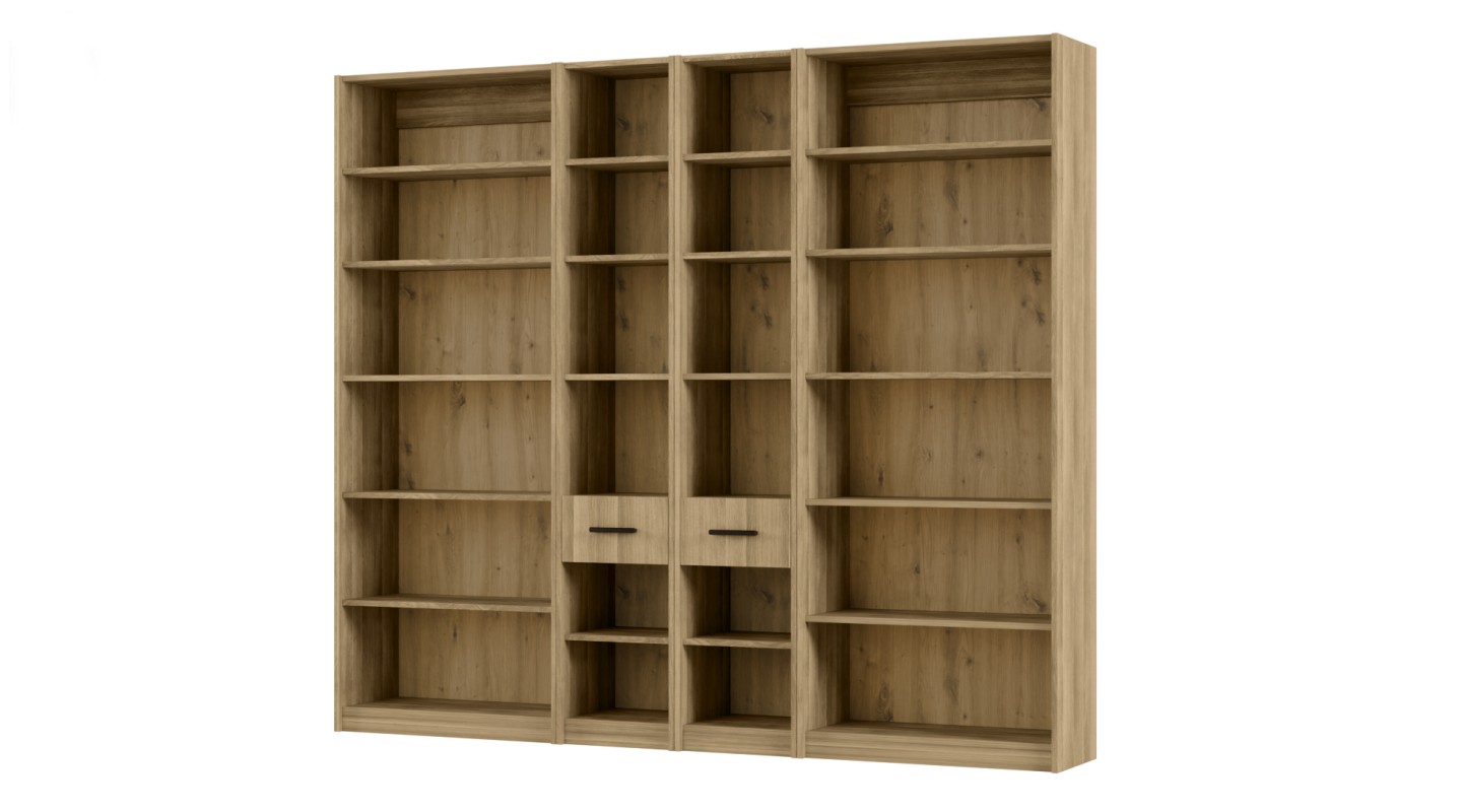 Regał z szafkami i szufladami 240x209 cm Dąb Amerykański – FORMA | eMeblast