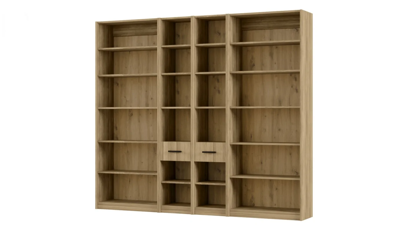 Regał z szafkami i szufladami 240x209 cm Dąb Amerykański – FORMA | eMeblast