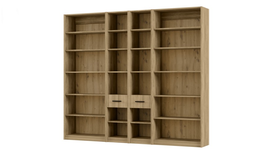 Regał z szafkami i szufladami 240x209 cm Dąb Amerykański – FORMA | eMeblast
