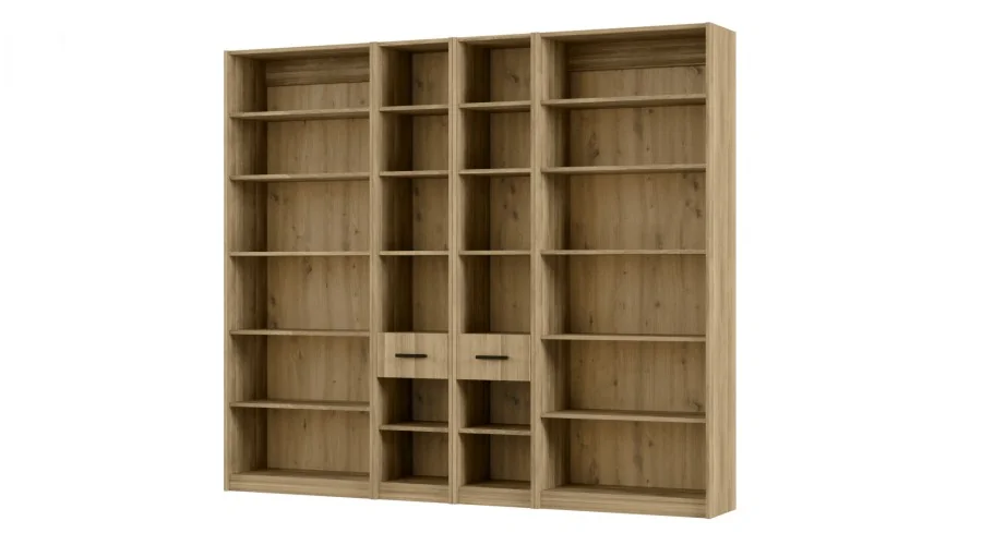 Regał z szafkami i szufladami 240x209 cm Dąb Amerykański – FORMA | eMeblast