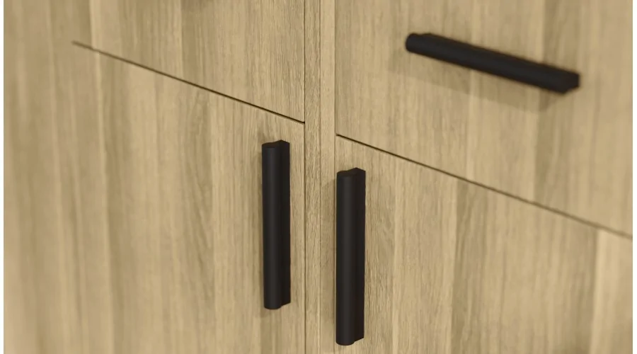 Regał z szafkami i szufladami 240x209 cm Dąb Amerykański – FORMA | eMeblast