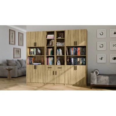 Regał z szafkami i szufladami 240x209 cm Dąb Amerykański – FORMA | eMeblast