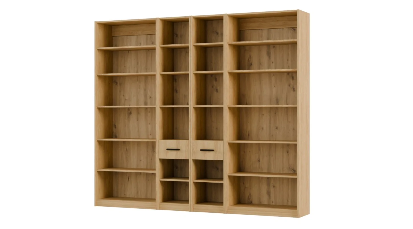 Regał z szafkami i szufladami 240x209 cm Dąb Hikora – FORMA | eMeblast