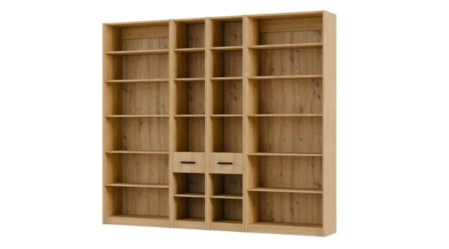Regał z szafkami i szufladami 240x209 cm Dąb Hikora – FORMA | eMeblast