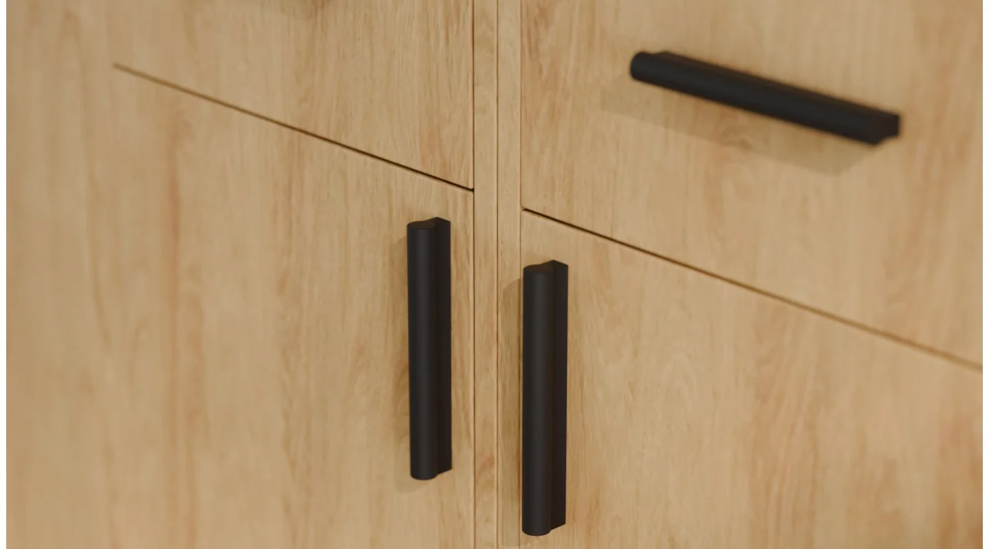 Regał z szafkami i szufladami 240x209 cm Dąb Hikora – FORMA | eMeblast
